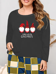 Women's Plus Dwarf & Slogan Print Loungewear Top