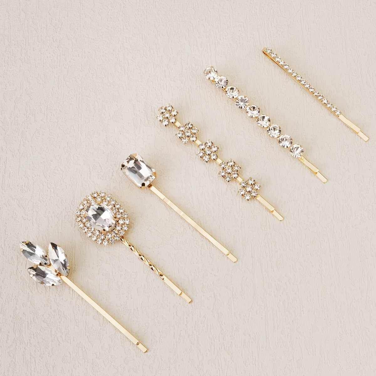 6pcs Rhinestone Hairpin Metal Golden Hair Clip Wedding Birthday Cosplay Costumes