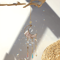 Moon Crystal Suncatcher Rose Quartz Rainbow Maker