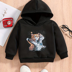 Cats Print Baby Boys Hooded Sweatshirt for Spring Fall