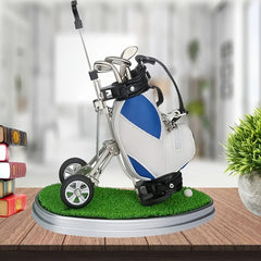 Creative Golf Cart Holder Pen Set PU Material Office Gift Ball Table Accessories