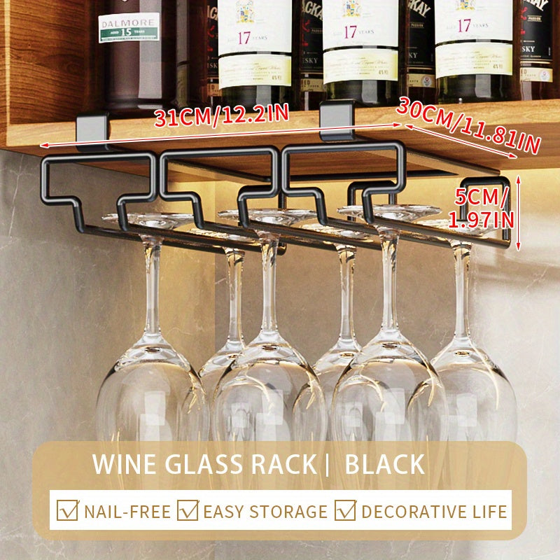 Inverted Perforated Wine Glass Rack Hanging Holder Under Cabinet Coffee Cup