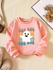 Girls Ghost Print Sweatshirt for Halloween Party