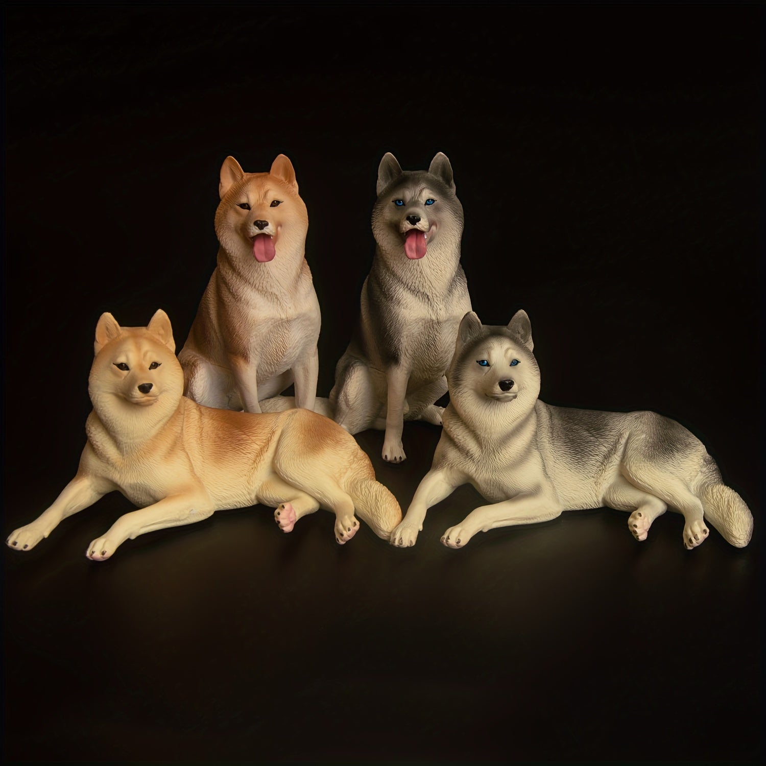 Siberian Husky Dog Figurine Realistic Plastic Animal for Collection