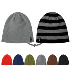 Zowya Reversible Kids Beanie Hat - Striped & Solid Colors
