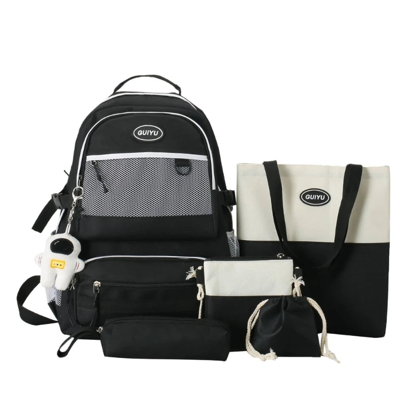 5pcs Backpack with Pendant Shoulder Bag Handbag Pencil Case Drawstring Bags