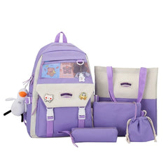 5pcs Backpack Shoulder Bag Handbag Pencil Case Drawstring Bags School Bookbag
