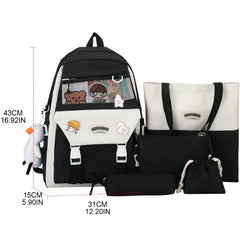 5pcs Backpack Shoulder Bag Handbag Pencil Case Drawstring Bags School Bookbag