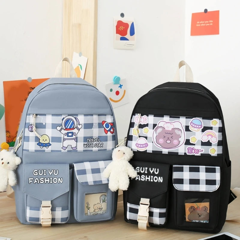 5pcs Bookbag Pocket Backpack with Shoulder Bag Pencil Case Drawstring Bags
