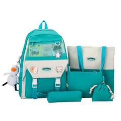 5pcs Bookbag Pocket Backpack Shoulder Bag for School