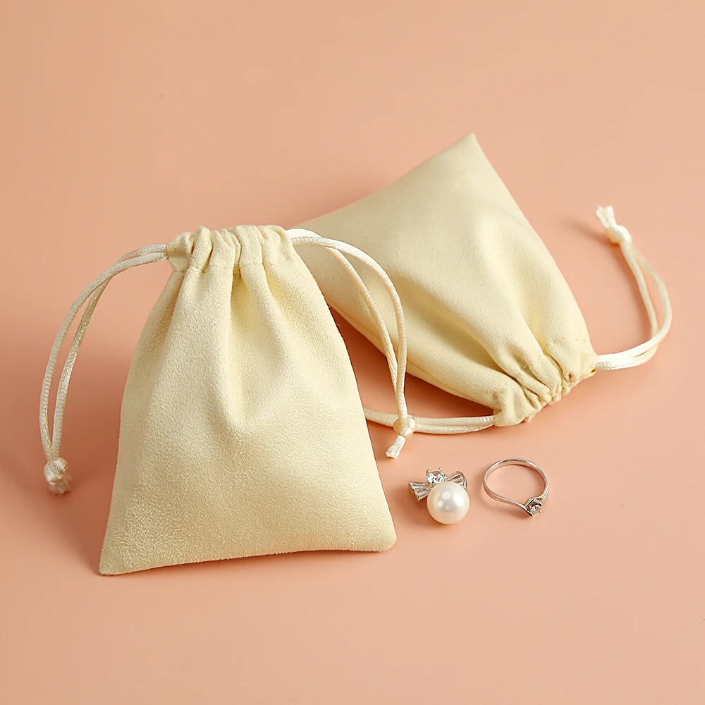 5pcs Flannel Velvet Jewelry Drawstring Bag Pouch for Christmas Wedding Favors