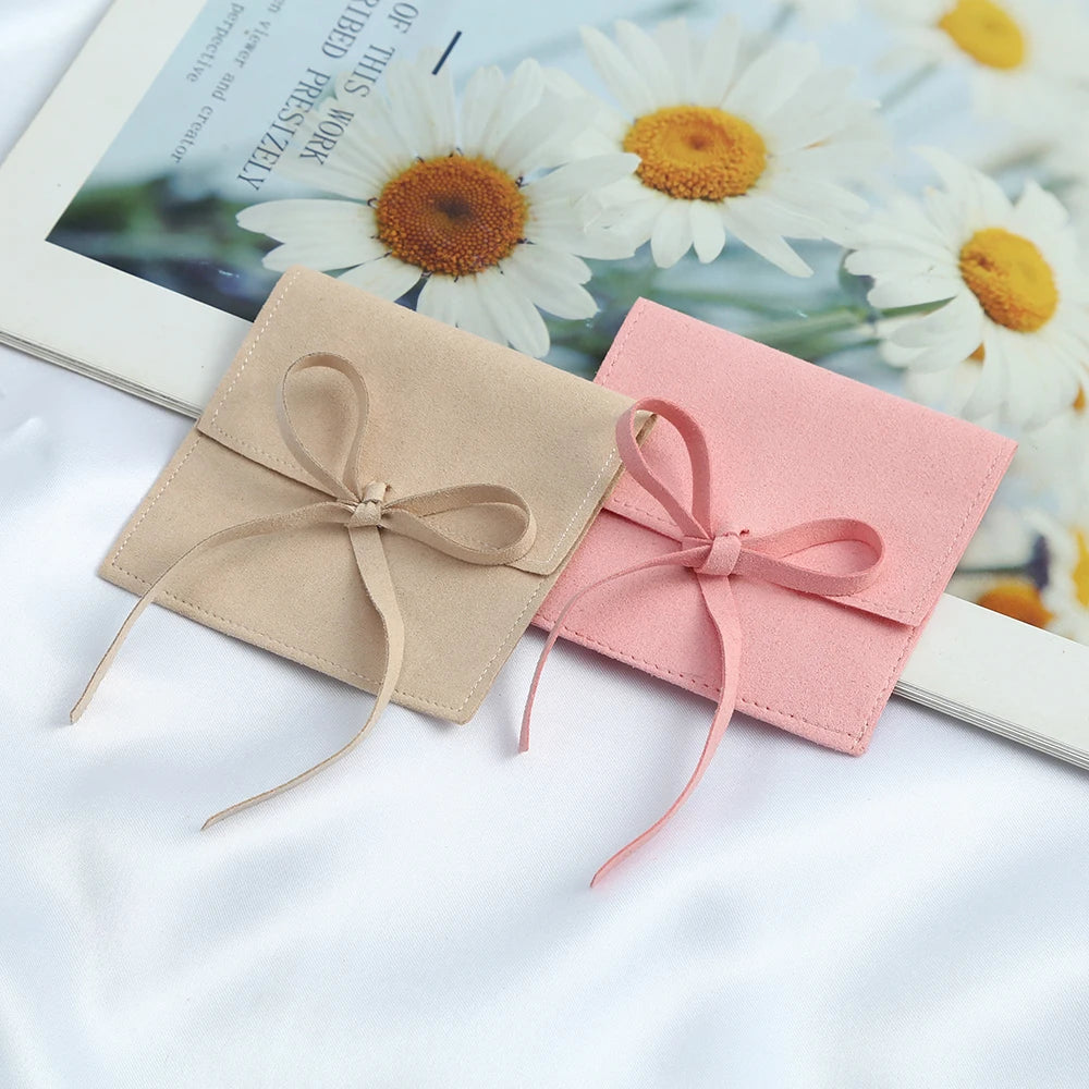 5pcs Microfiber Velvet Gift Bags Jewelry Organizer Wedding Earrings Necklace Pou