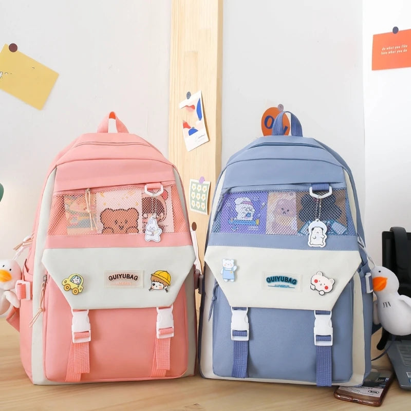 5pcs Large Capacity Backpack Set for Teens Girls