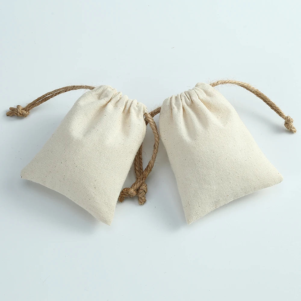5pcs Cotton Jewelry Bags Necklace Earring Ring Pouch Wedding Party Gift Bag
