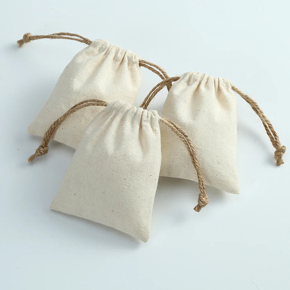 5pcs Cotton Jewelry Bags Necklace Earring Ring Pouch Wedding Party Gift Bag