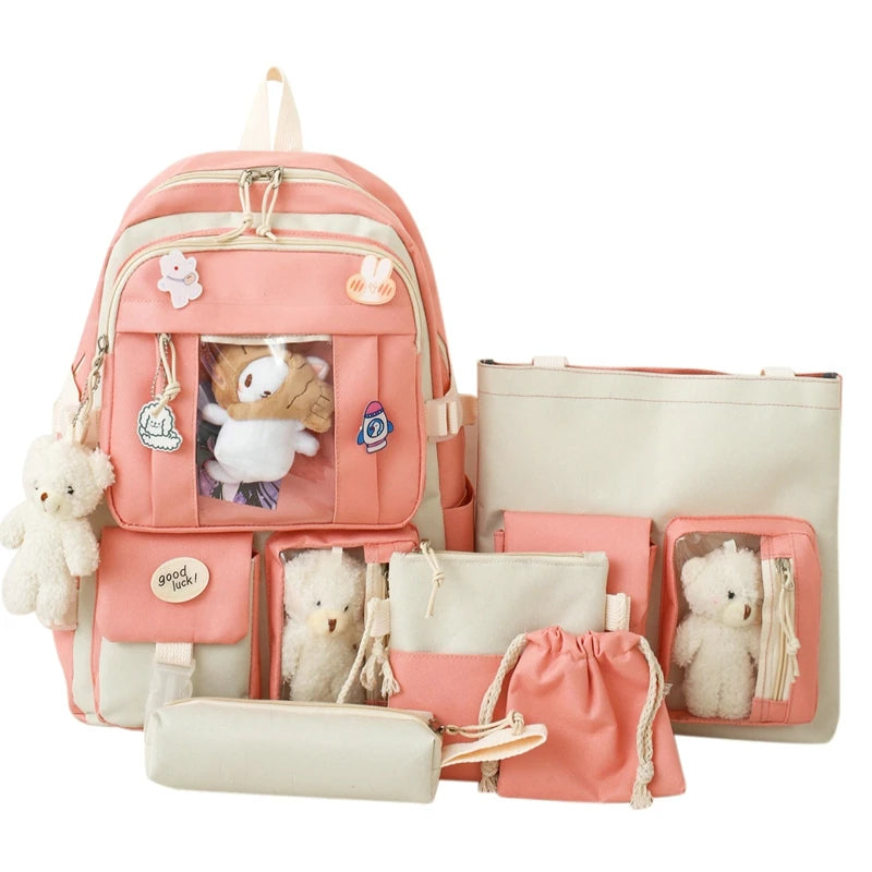 5pcs Kids School Backpack Bookbag Laptop Bag For Girls