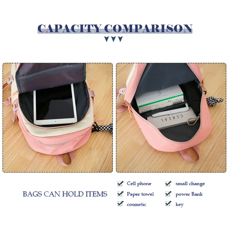 5pcs Kids School Backpack Bookbag Laptop Bag For Girls