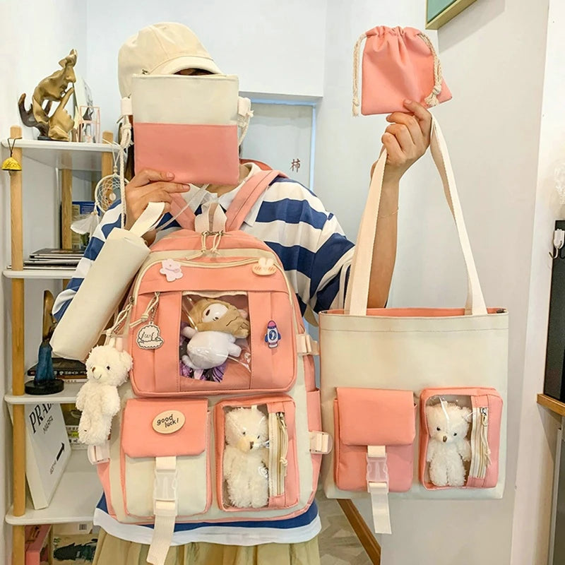 5pcs Kids School Backpack Bookbag Laptop Bag For Girls