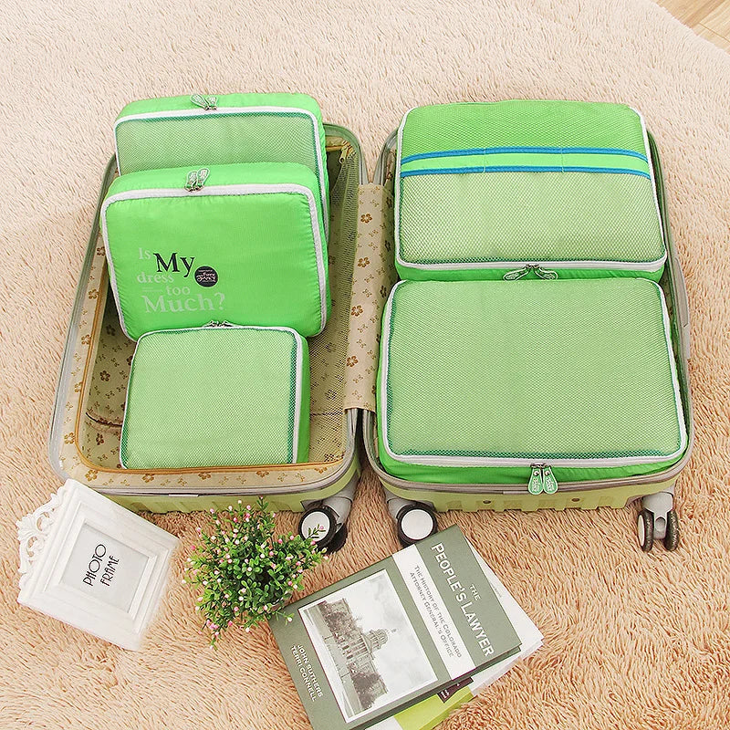 5pcs/Set Luggage Packing Cube Organizer Nylon Travel Pouch Set 4colors