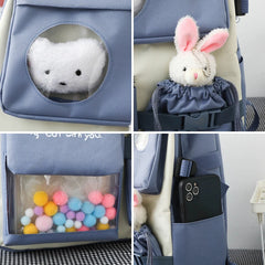 6 Pcs Bear Toys Set Backpack Student Bag for Teenage Girl