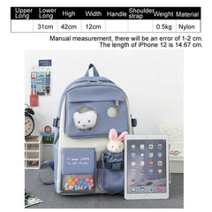 6 Pcs Bear Toys Set Backpack Student Bag for Teenage Girl