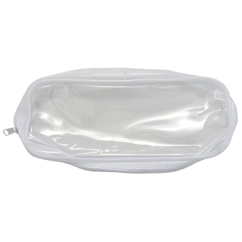 6 Clear PVC Pen Pencil Case Zipper, Stationery Pouch for School Office