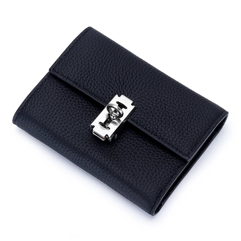 Cow Leather Short Wallet Women's Folding Multi-card Capacity Zero Wallet