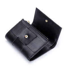 Sheepskin Woven Women's Leather Wallet Large Capacity Short Wallet