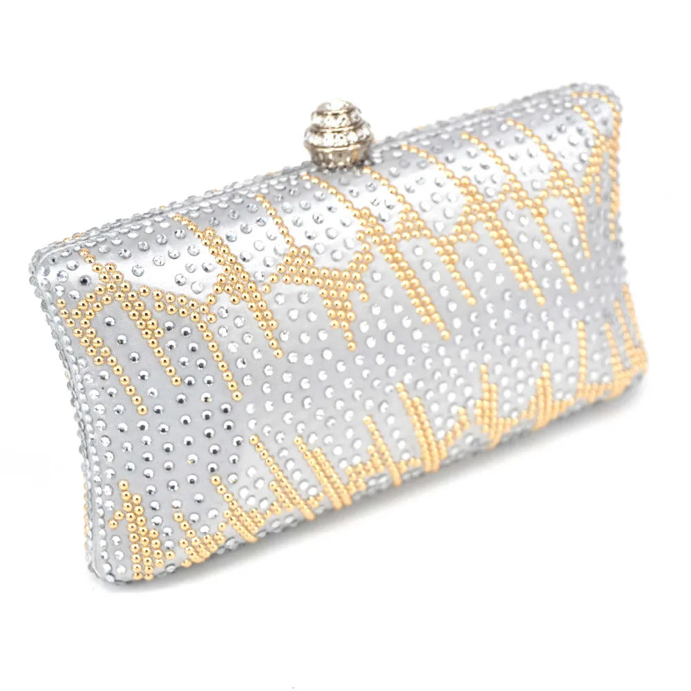 Silver Crystal Evening Clutch Bag Wedding Party Bag Mini Handbags