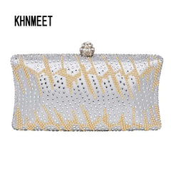 Silver Crystal Evening Clutch Bag Wedding Party Bag Mini Handbags