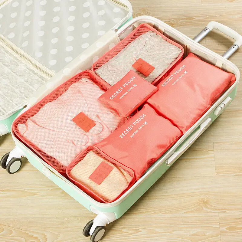 6-pc Travel Storage Bag Set Oxford Waterproof Cloth Portable Clothes Bag