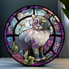 168pcs Round Jigsaw Puzzle for Adults - Cat & Floral Design - 14 Inches