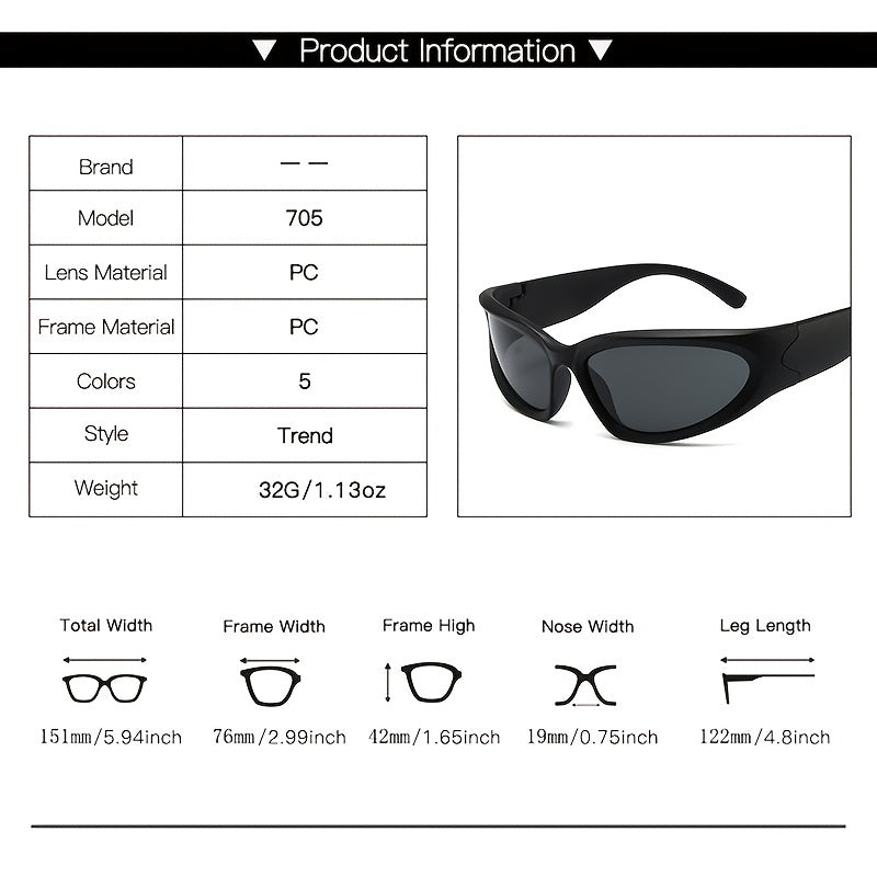 Wrap Around Sunglasses Cyber Y2K Sunglasses Round Sunglasses