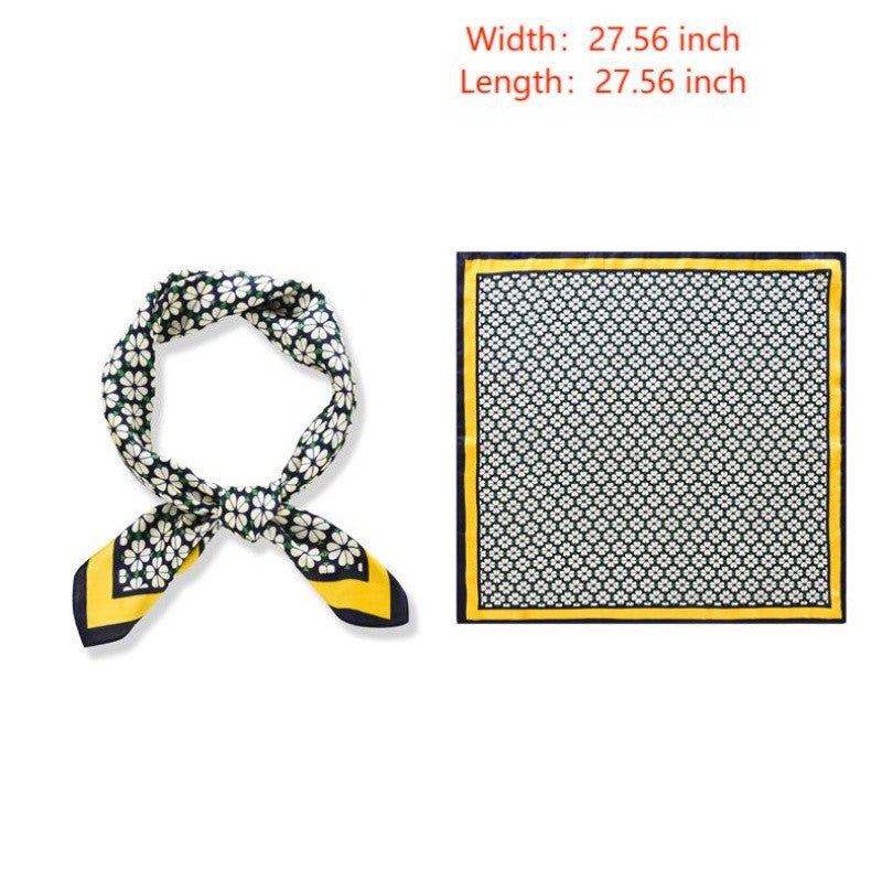70cm Geometric Flower Print Square Scarf Neckerchief Bandana