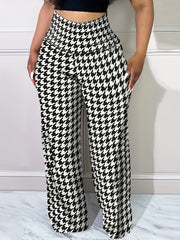 Women's Houndstooth Wide Leg Pants