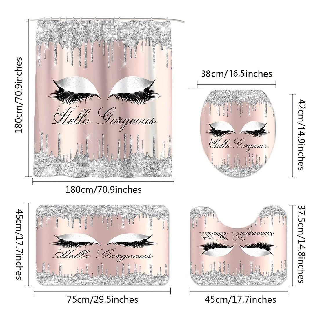 Shining Rhinestones Eye Pattern Shower Curtain Set