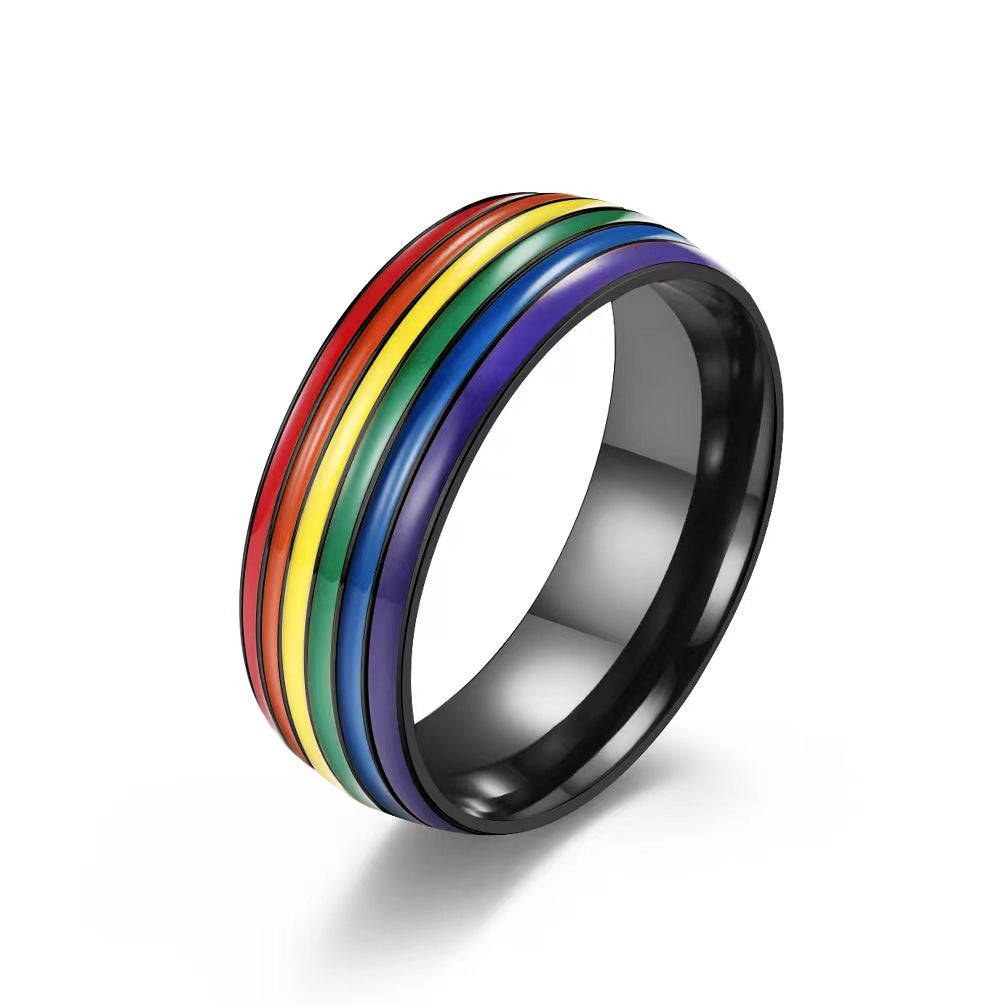 Rainbow Pride Ring LGBT Stainless Steel Friendship Jewelry