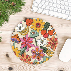 Small Flower Bush Gaming Mouse Pad Round Non-slip Rubber Mat