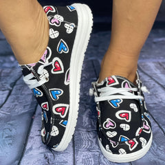Colorful Love Heart Pattern Skateboard Shoes for Women