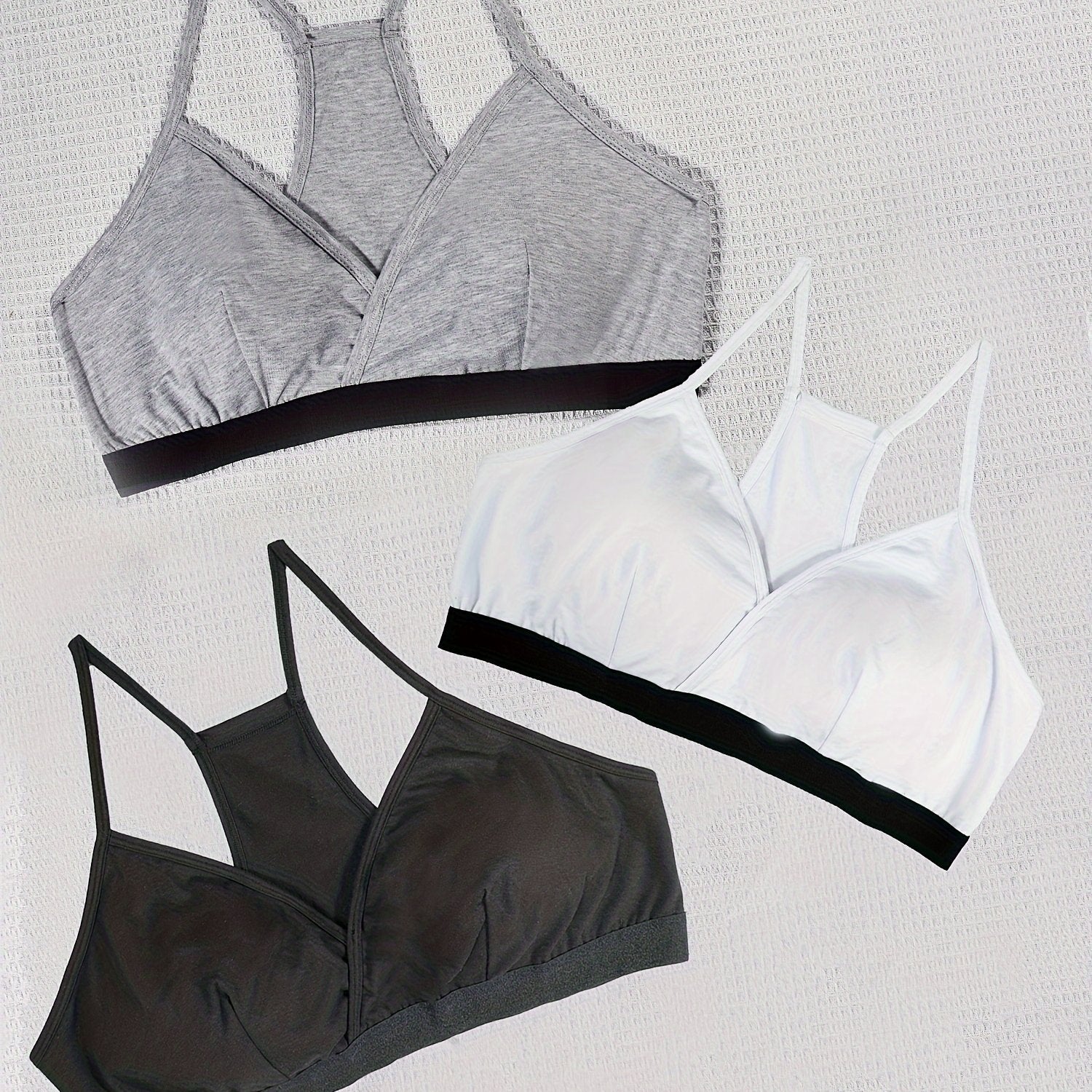 3 Pack Plus Size Sports Bras Set Seamless Racer Back Yoga Bras
