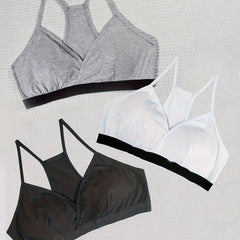 3 Pack Plus Size Sports Bras Set Seamless Racer Back Yoga Bras