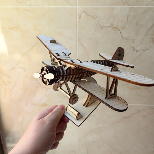 3D Biplane Puzzle Model Glue Mortise Tenon Structure Study Ornaments Handicraft