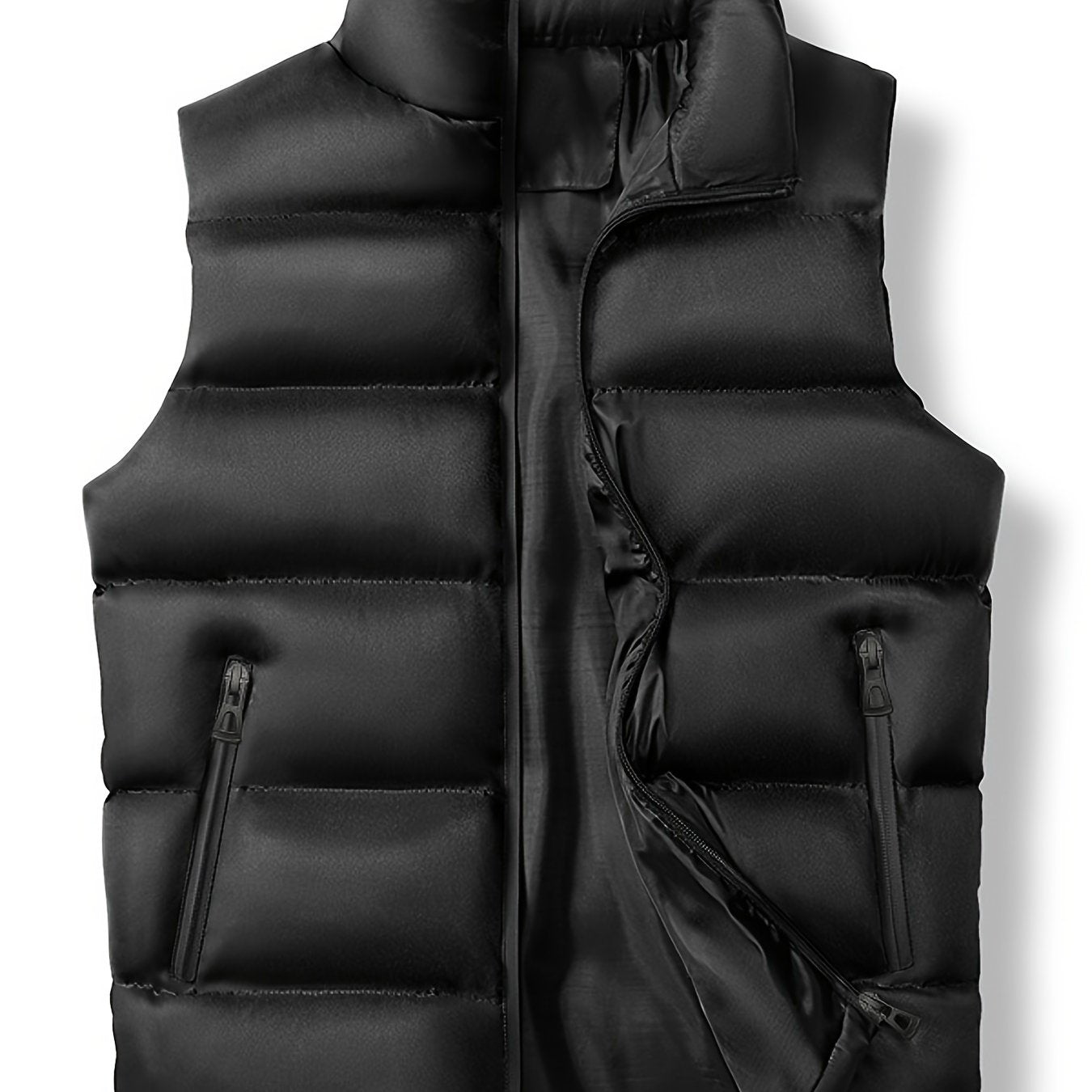 Men's Casual Zipper Pockets Stand Collar Zip Up Vest