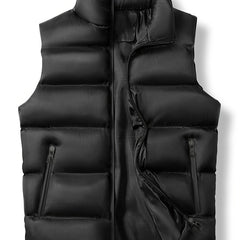 Men's Casual Zipper Pockets Stand Collar Zip Up Vest