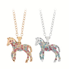 Colorful Horse Pendant Necklace Jewelry Gift for Girls