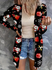 Christmas Casual Cardigan Women's Plus Graphic Print
