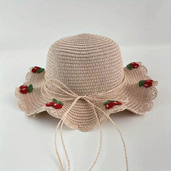 Kids' Summer Cherry Straw Hat Outing Sun Hat
