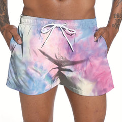 Tie Dye Men's Swim Trunks Quick Dry Beach Shorts Swimwear