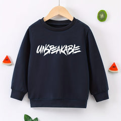 UNSPEAKABLE Letter Print Boys Casual Pullover Sweatshirt Long Sleeve Crew Neck