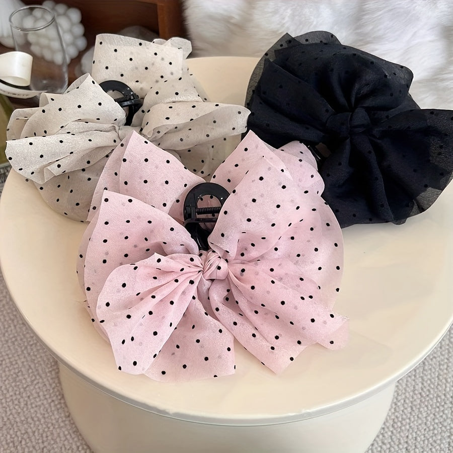 Polka Dot Bow Hair Claw Hair Accessories Hair Clip Female